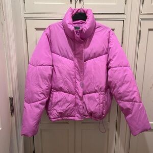 EUC Wild Fable Sz L pink  puffer jacket! Very cool & chic! Has been laundered